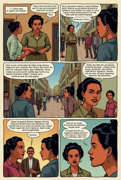 Create a comic book image about Antonieta de Barros containing 4 comics written in Portuguese 