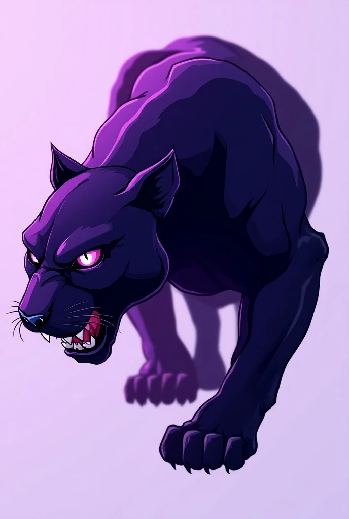 Generate a logo of a panther but color violet make it look scary and fierce , logo style , side view