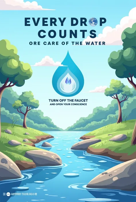  Make a poster about water care using the following information Title: Every drop counts : Take care of the water !
Slogan:  turn off the faucet and open your conscience .