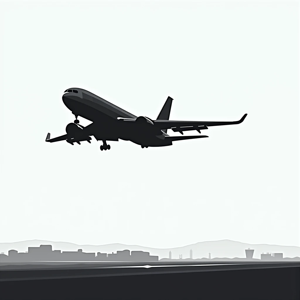 Silhouette of an airplane taking off