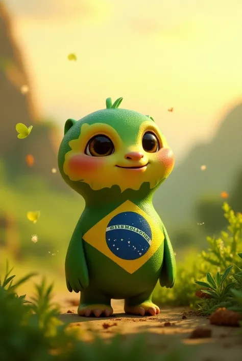 Goiás humanizad

"Create a Disney Pixar-style character inspired by the Goiás state flag. The character should have the flags colors and patterns, designed with realistic, cinematic textures and a warm, animated personality."