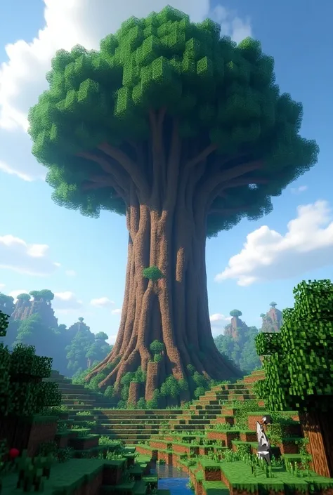 A 70 block high and 30 block wide Minecraft tree because you look for