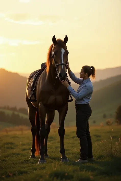 The horse getting ready to have a big day at 6 in the morning