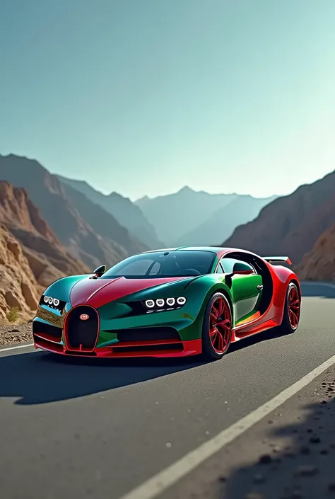 Bugatti photo in the colors of the Afghan flag
