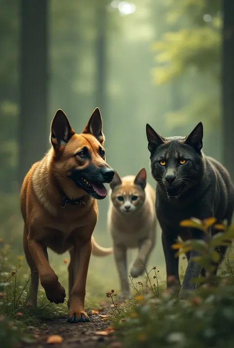 Redbuailer dogs of brown and black color entering the kingdom of cats that the kingdom of cats is full of cats that there are also all the dogs entering to fight with the cats makes a dog invasion of the cat kingdom and that they are all fighting yes or ye...