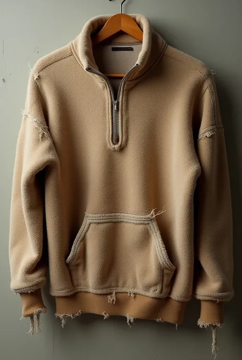 Torn fleece sweater