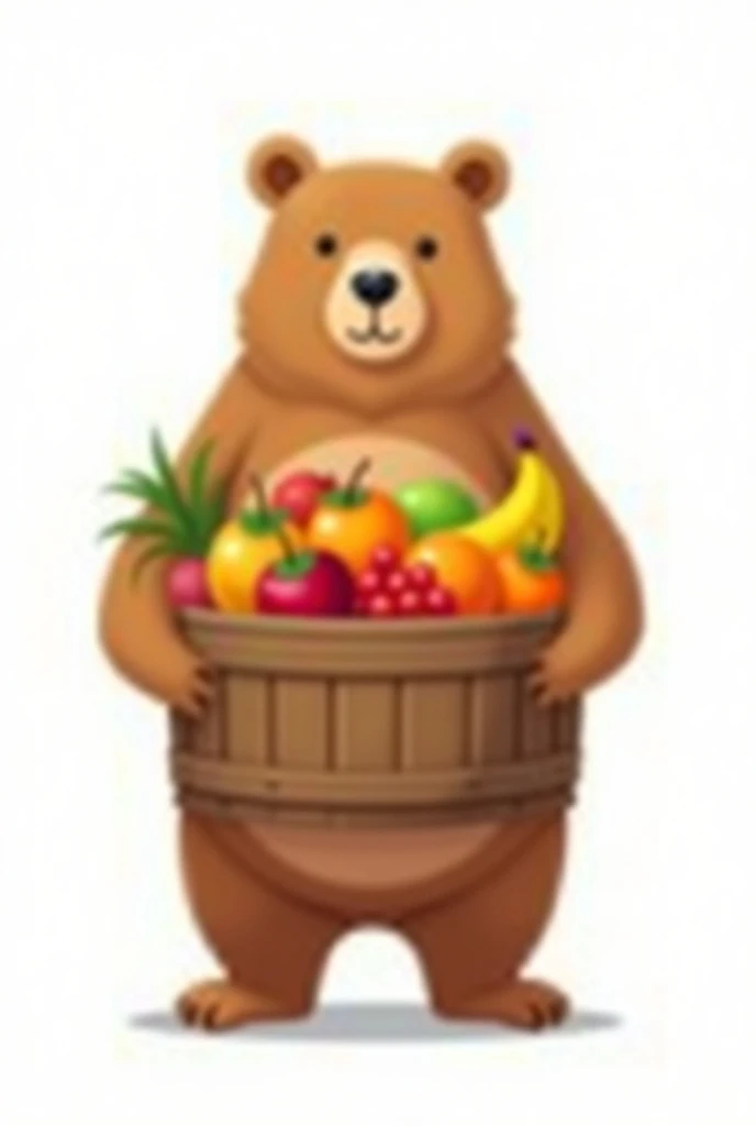 Vector A bear with a bucket fruits with white background