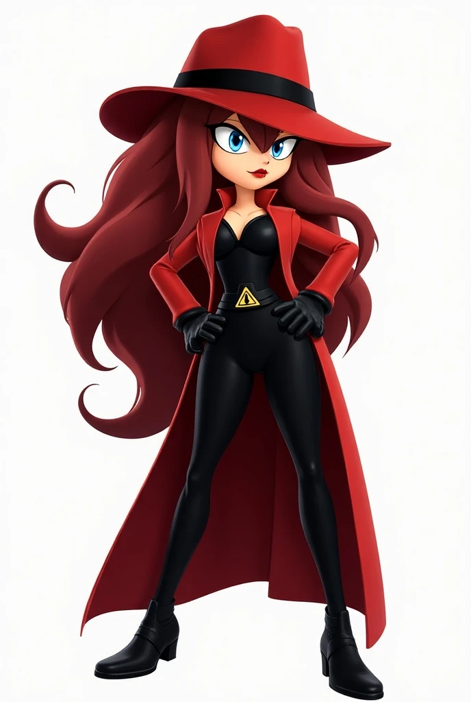 Sonic ocs  Carmen sandigo the hedgehog   slender-yet-athletic physique, which forms into rather shapely and curvy hips. She sports wavy, thick, voluminous and hip-length maroon-red hair with bangs, blue-gray eyes with small-yet-prominent eyelashes, thick b...