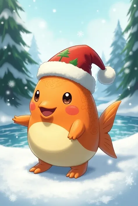 Make the Pokémon magikarp with a Christmas hat