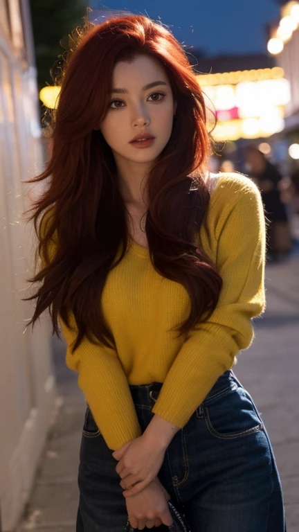  nightgies ， short but rich red hair like a lion&#39;Yourself， big breasts at the temple， small butt，Slightly thick thighs ，Healthy， Hi-Res,  anatomically correct, Best Quality,  hair to hide one eye, Pixie Cut, Bangs in the same direction,  Blushing ,  ro...