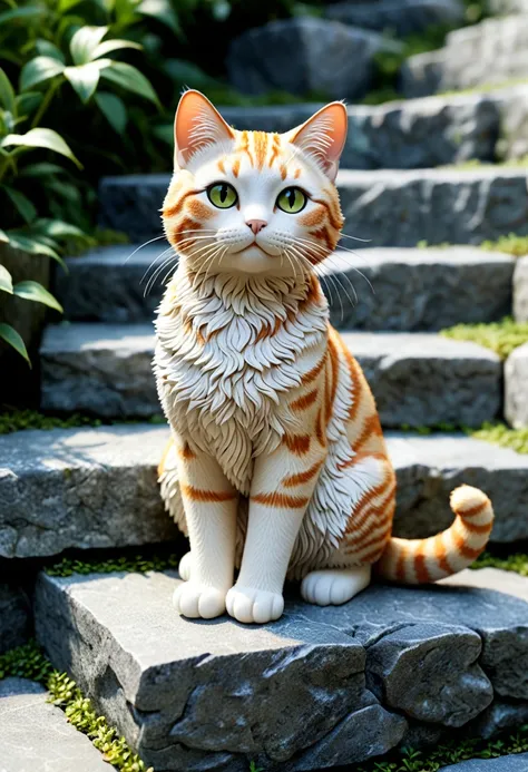 cute Cat on the Stone Steps, by Chiho Aoshima.
best quality, masterpiece, intricate details, ultra-detailed