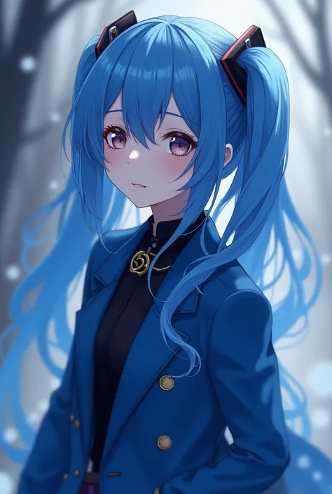 arafed woman  blue hair  and a blue jacket posing for a picture, Animated paintings inspired by cold plums, PIXIV TRENDS , Rococo,   anime girl in real life  , 发光的蓝色脸,  Anime Girl Cosplay ,  pale young female ghost , Ulzan,  anime cosplay , Blue skin , Ani...