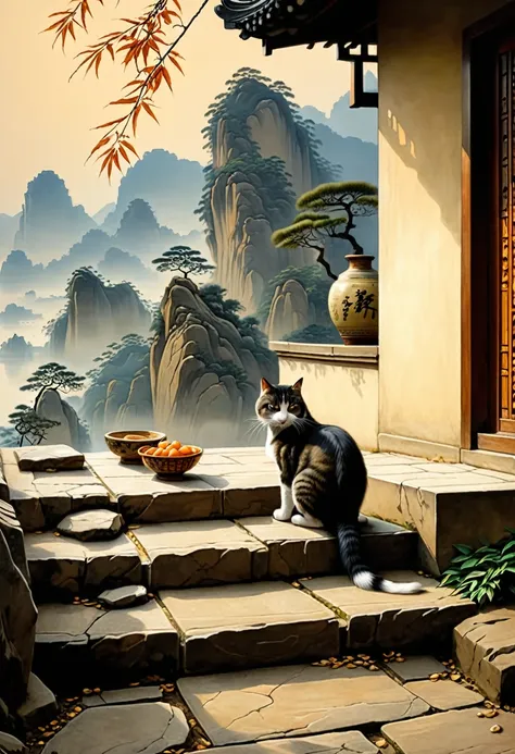 Cat on the Stone Steps, by Ma Yuan and Yang Jin and Yang J.
best quality, masterpiece, intricate details, ultra-detailed