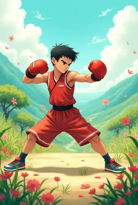 Studio ghibli style boxing player