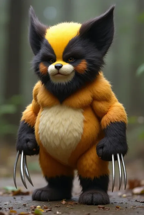 Wolverine da Marvel, dwarf, furry, fofo, three claws on each hand, no beard