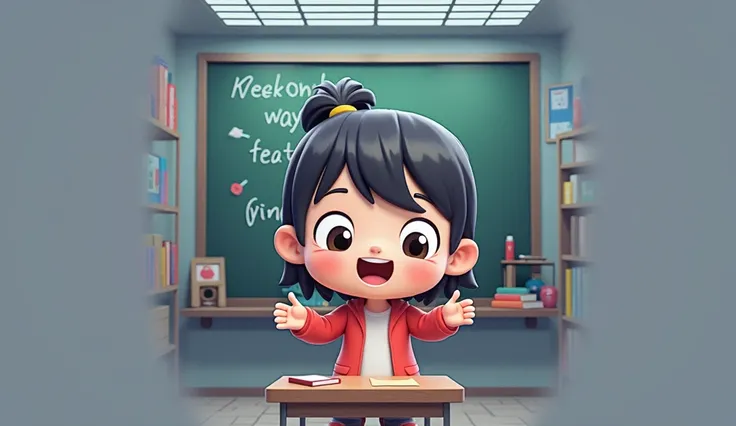 teacher, 3d chibi animation style