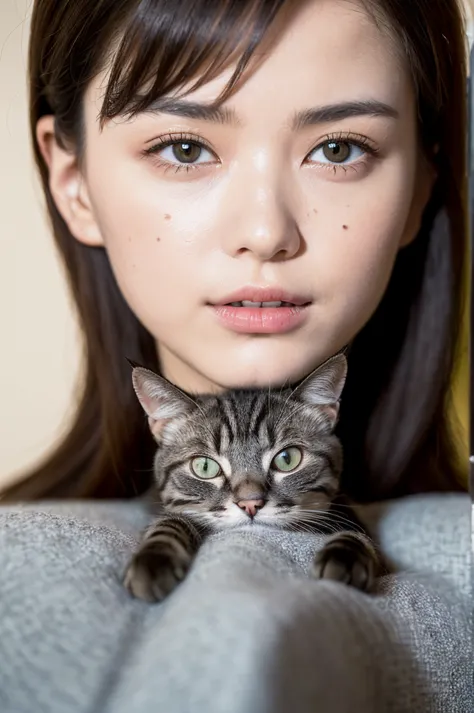 (masterpiece, best quality:1.2), ((1 person)), cat's eyes ,\close up,   so beautiful, stone steps reflected in my eyes ,  a cat ...