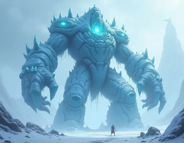  The Ice Colossus is a gigantic creature composed of enormous blocks of ice and frozen crystal ,  with joints of brilliant ice that make a rough and icy sound with every movement . His form is human,  but without definable details — its a abstract mass of ...