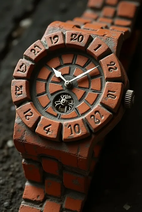 An antique watch made of brick