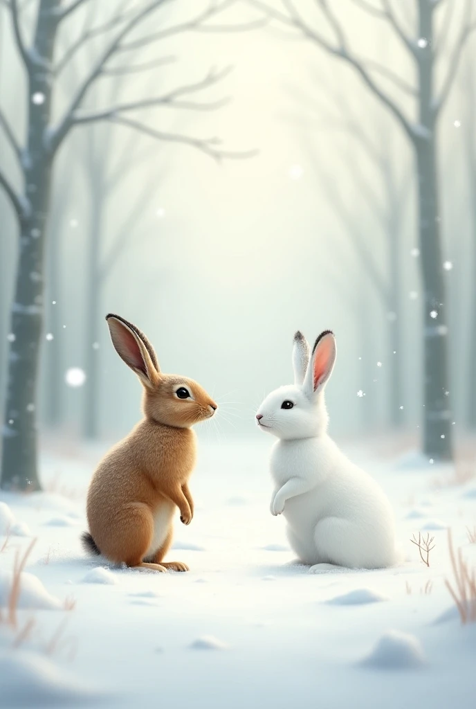 The hare and the snowy hare 