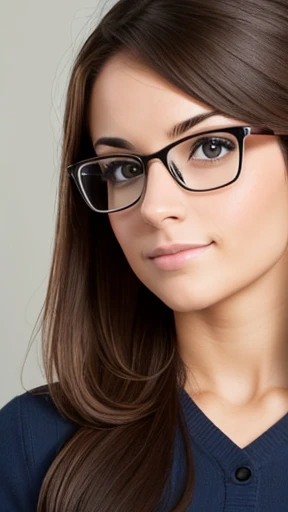 A female Nerd woman focusing on her face