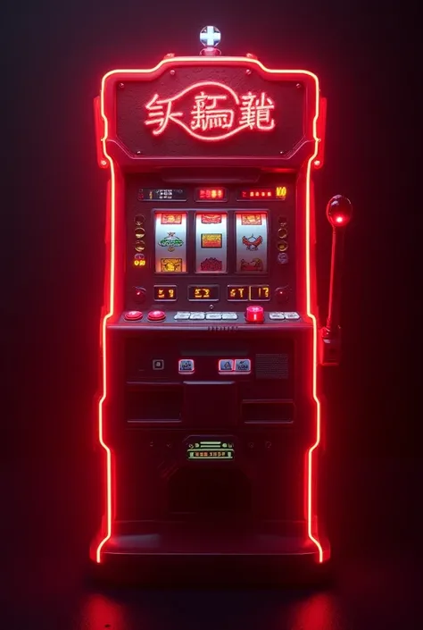 Neon red front view slot machine
