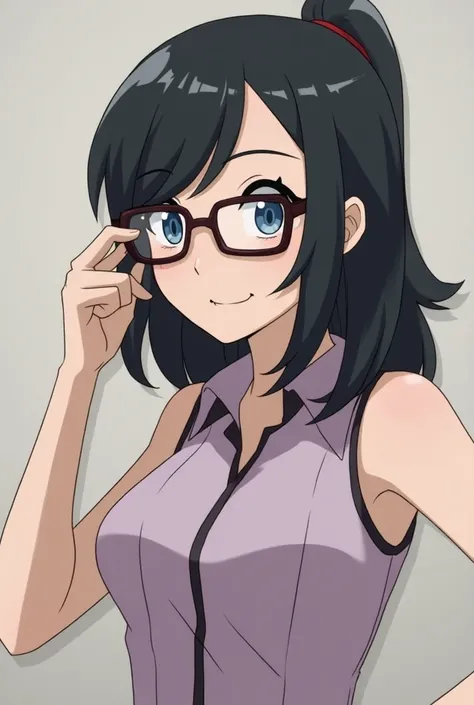 Jessie from Pokemon, adult,  loose hair, wear square glasses,  Scientific 