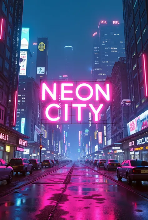 a neon city with a text in the middle that says Neon City