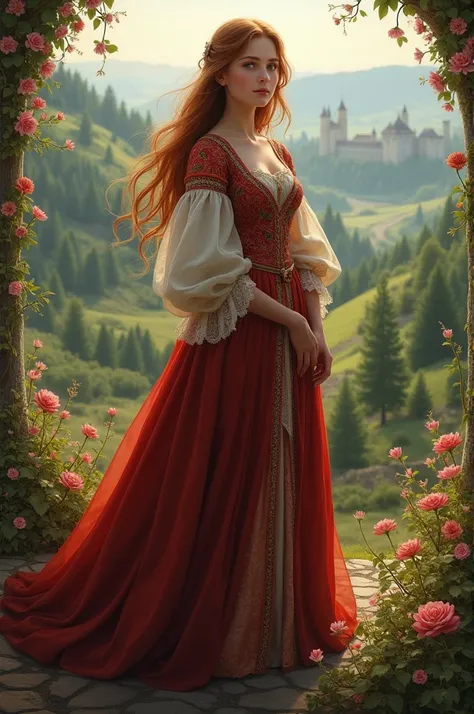  girl in mediaeval-style clothes 