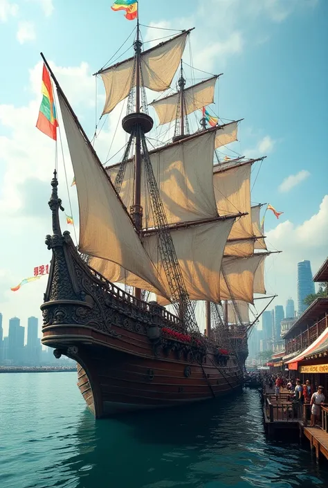 Galleon pirate yacht at the port of China 