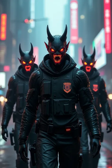 Demon bionic futuristic policemen