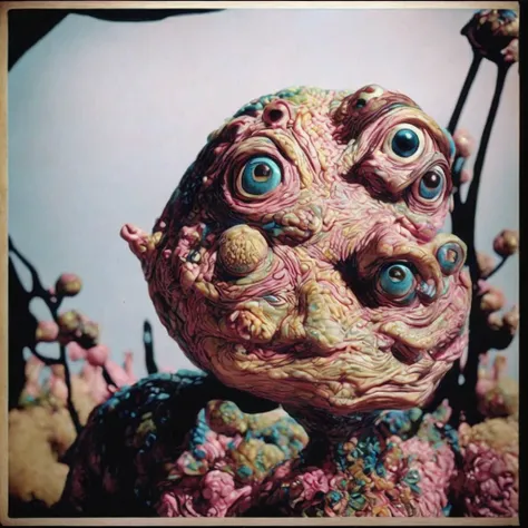 Loab,,, this sculpture of a woman, stop motion character, stop - motion, weird art piece, dough sculpture, abstract claymation, stop motion, weird, claymation character, crazy, realistic cloth puppet, 3 heads, puppets, david choe, stunning art, bizarre.   ...