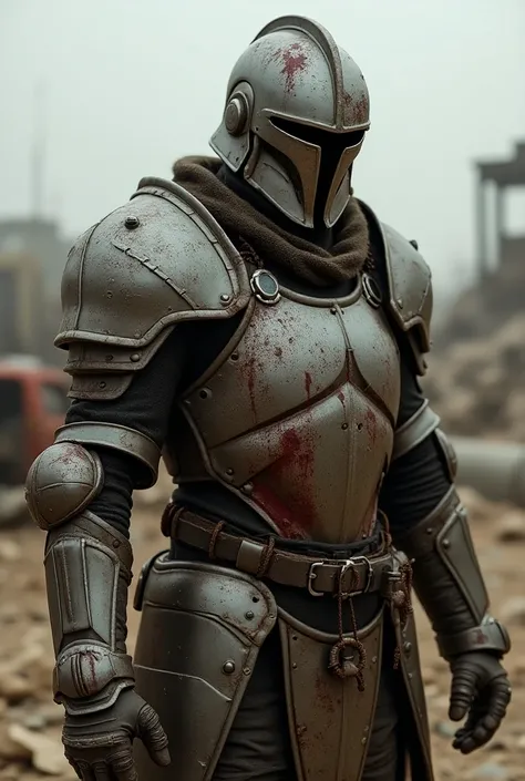 Old and broken and bloody ,  helmet armor.