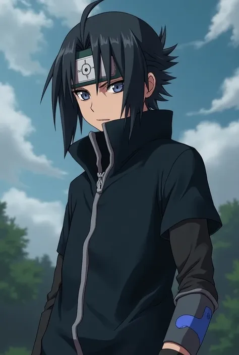  Naruto style character  
_ Kizako Kikorume _

- Age:  19
- Rank :  Jōnin
- Specialization : space, Vacuum ,  Chakra Manipulation
- Appearance :
    - Hair :  Black with silver highlights
 - Eyes :  marks with vertical pupil
 - Skin :  Light brown
 - Blue ...