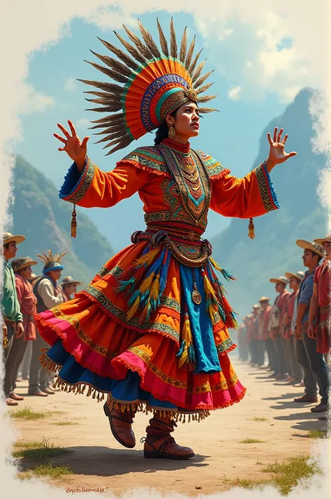 Drawing of a Majeños de Paucartambo dancer 
