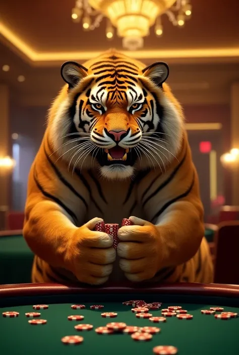 Tiger winning money at the casino
