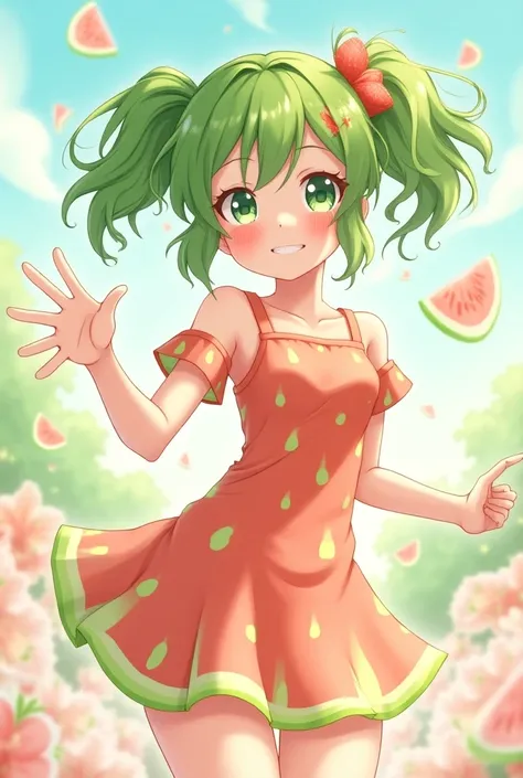 Watermelon anime girl