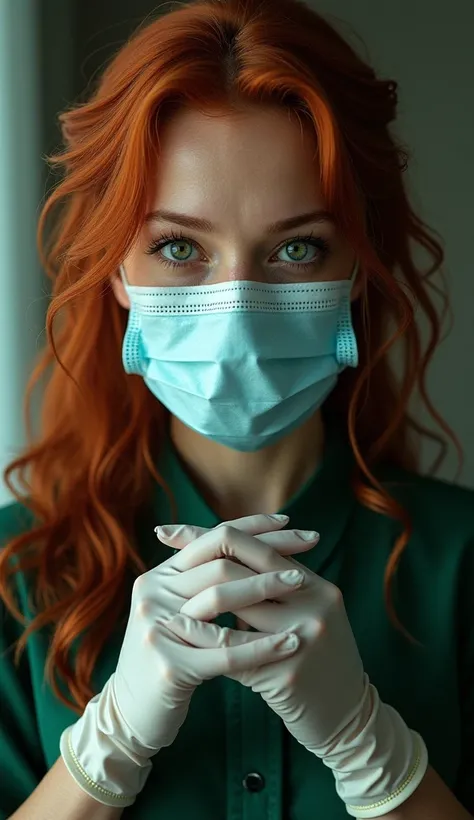 Triss Merigold  big breasts wearing surgical mask and latex gloves 