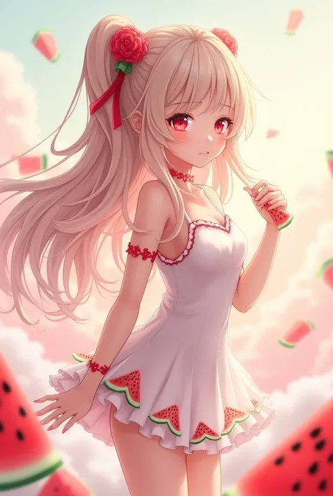 Watermelon anime girl long hair