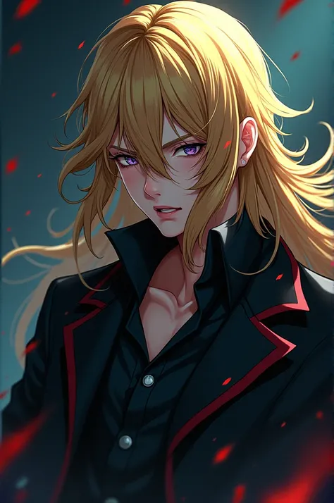 Mikey from tokyo manji where he looks menacing with long blond hair with a beautiful and menacing background