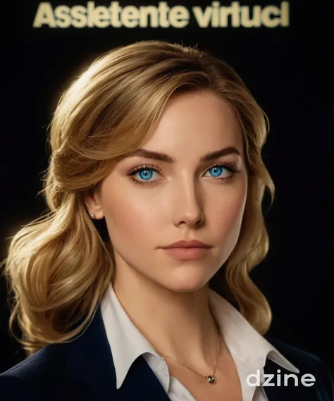 (DC Comics mode) Blue-eyed blond adult woman, long hair, business attire