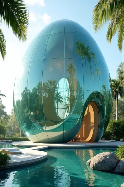 Pay attention to the beautiful designer of the building in the shape of a coconut, which is made of glass