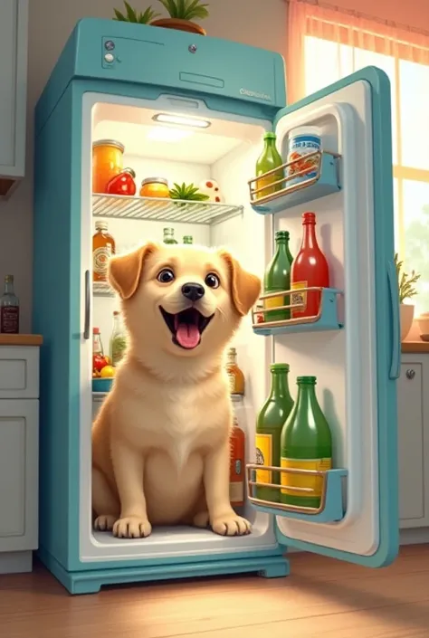  Make me a dog in a fridge.