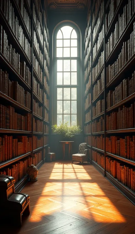 A massive library full of real, physical books that no one has ever read before