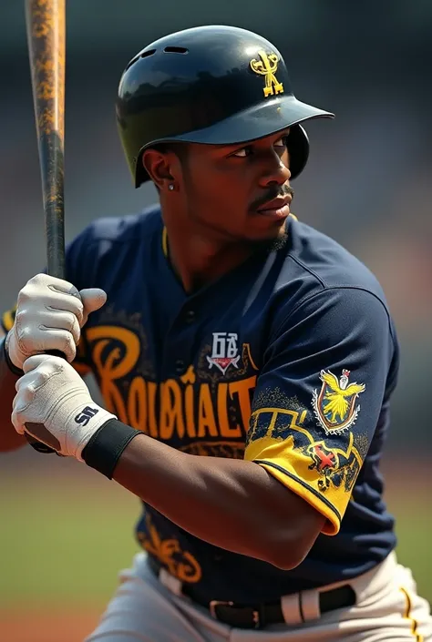 Ronald Acuña Jr wearing the shirt of the Águilas del Zulia from Venezuela 