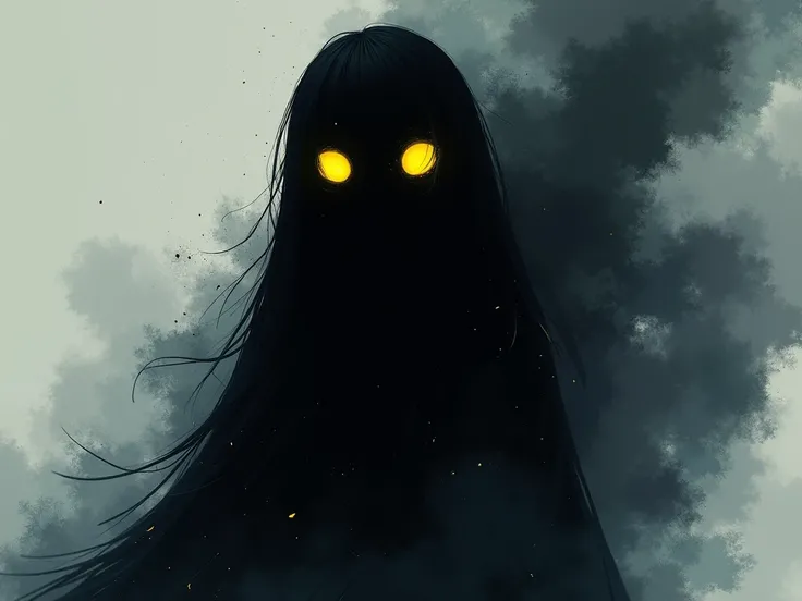 Black ghost, abstract black smoke, glowing eyes, character, simple background, art like Studio Ghibli masterpiece, best quality, ultra - detailed, illustration, anime aesthetic, cgsociety, fantasy art, artstation hd, cgsociety, aestheticism, aesthetic