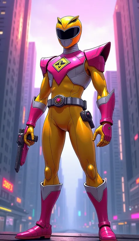 Give me a hybrid between the yellow Power Rangers and the pink Power Rangers