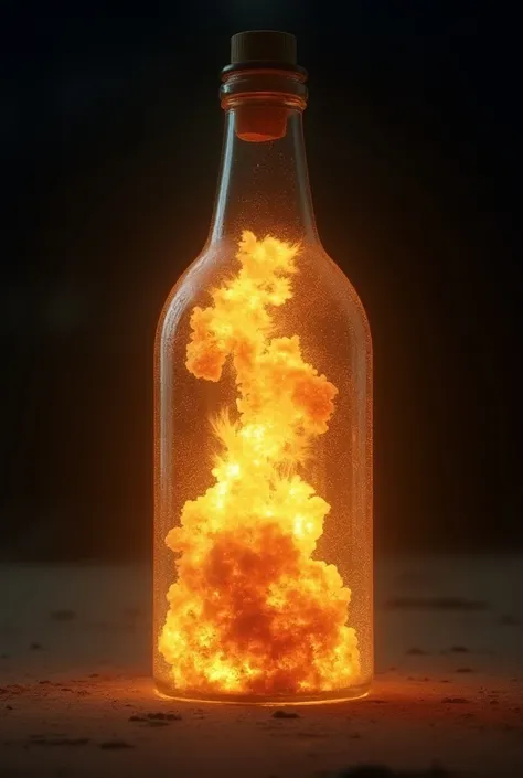 nuclear explosion inside a large transparent bottle