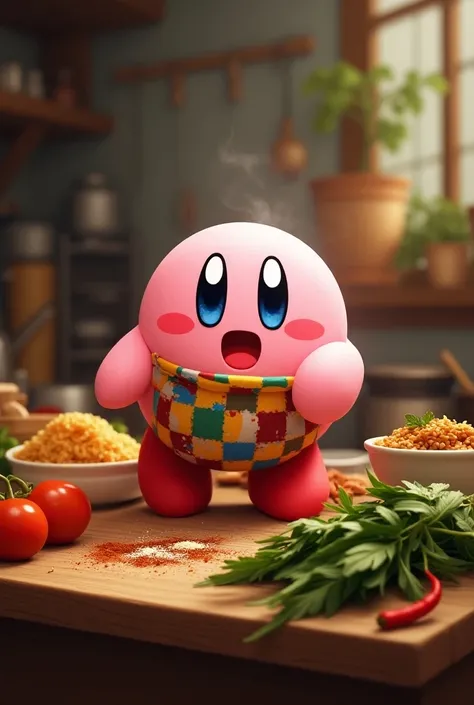 Kirby cooking a Venezuelan dish 