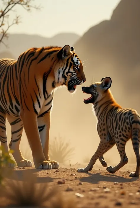 A tiger and a hyena 